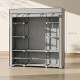HOMCOM Foldable Wardrobe with 10 Shelves and Hanging Rail – Portable Fabric Clothes Organiser, Light Grey