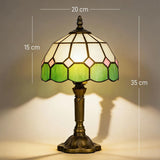 HOMCOM Handmade Art Deco Glass Table Lamp – White/Green