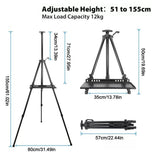 Adjustable Aluminium Art Easel Stand, 51–155cm Folding Tripod with Carry Bag – Painting & Display