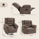 HOMCOM Oversized Riser Recliner Chair with Massage and Heat, Power Lift, Wide Seat and Back, Brown