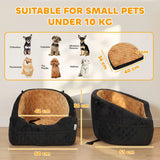 PawHut Dog Car Seat with Thick Cushion, Seat Belt and Side Pockets – Booster Bed for Dogs Under 10kg, Brown