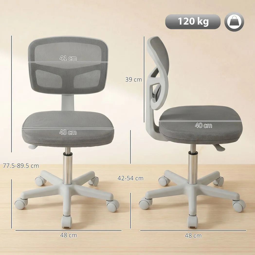 Vinsetto Small Armless Office Chair with Curved Back – Ergonomic Swivel Mesh Desk Chair, Dark Grey