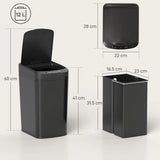HOMCOM 12L Automatic Sensor Bin with Touchless Lid and Fingerprint-Resistant Stainless Steel – Kitchen Waste Bin, Black