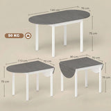 HOMCOM Wooden Drop-Leaf Dining Table for 4–6 People – Folding Pine Wood Table with Anti-Slip Feet, Grey