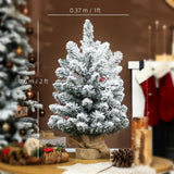 HOMCOM 60 cm Prelit Tabletop Christmas Tree with 35 LEDs and Timer – Snow Flocked Mini Tree, Battery Operated