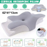 Cervical Memory Foam Neck Pillow with Orthopaedic Support & Zip-Off Cover – Anti-Snore Contour Pillow, Grey