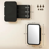 HOMCOM Bathroom Wall Cabinet with Tempered Mirror Door & 3 Shelves – Metal Mirror Cabinet for Bathroom or Hallway, Black