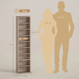 HOMCOM Narrow CD Storage Unit for 260 CDs or 120 DVDs – Tall Media Tower with Anti-Tip Straps, Natural Wood
