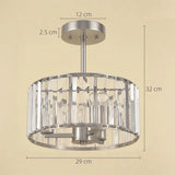 HOMCOM Semi Flush Modern Crystal Chandelier Ceiling Light with E14 Base – Silver Tone