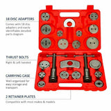 23 Piece Disc Brake Caliper Piston Rewind Tool Kit with Left & Right Spindles – Universal Car Brake Wind Back Set