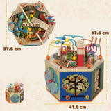AIYAPLAY 8 in 1 Wooden Activity Cube with Bead Maze, Shape Sorter & Number Games – Montessori Toy, 18 Months+
