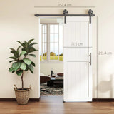 HOMCOM 152.4cm Sliding Barn Door Kit with Track, Rollers, Floor Guide and Handle – Space-Saving PVC-Coated Door, White