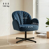 HOMCOM Swivel Accent Chair with Shell Back, Spring Cushion and Metal Base – Velvet-Feel Armchair, Dark Blue