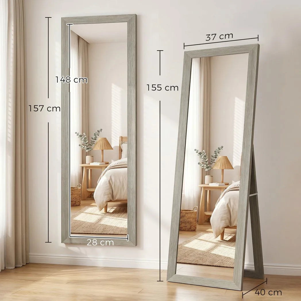 HOMCOM Full Length Mirror, 37 x 157 cm, Hanging or Freestanding