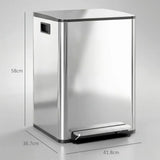 HOMCOM 40L Dual Compartment Pedal Bin with Soft Close Lid, Deodoriser Holders – Stainless Steel Kitchen Bin, Silver Tone