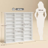 HOMCOM 1032 CD / 594 DVD Media Storage Unit with 24 Compartments & 18 Adjustable Shelves – Blu-ray Shelf Tower, White