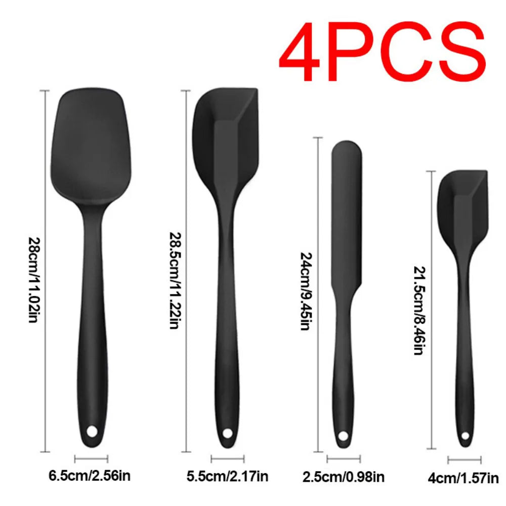 Silicone Spatula Set of 4 with Heat Resistance up to 315℃ – Non-Stick Kitchen Scrapers, Black