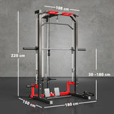 SPORTNOW Cable Crossover Machine with Pull Up Bar, Lat Pull Down & Squat Rack – Multi-Function Power Rack