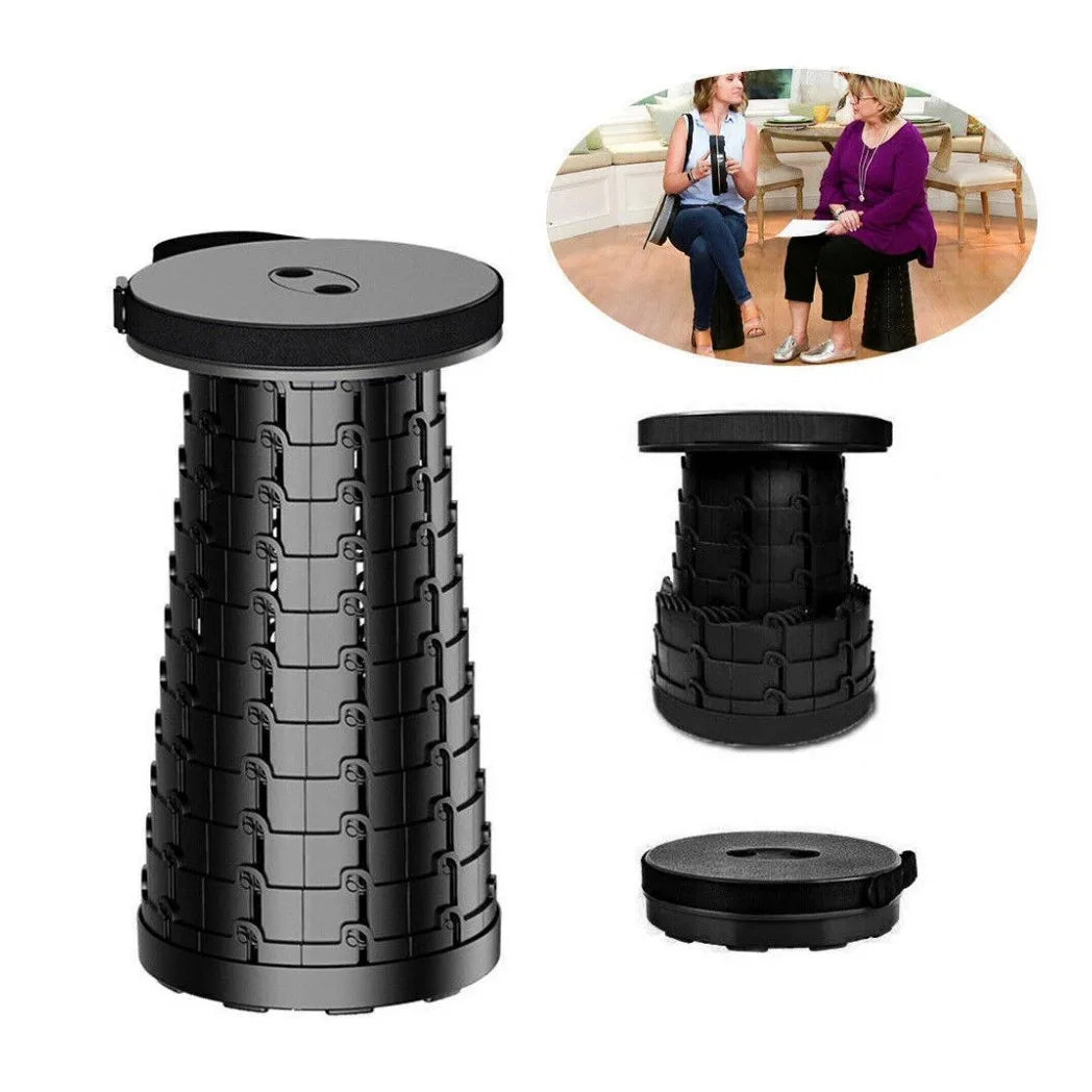 Folding Stool Portable Telescoping Seat Retractable Camping Adjustable UK