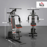 HOMCOM Multi Gym Station with 65 kg Weight Stack, Chest Press, Pulleys & Leg Extension – Home Gym, Black