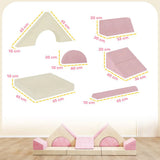 AIYAPLAY 12-Piece Foam Modular Soft Play Set with Slide – Kids Convertible Play Sofa for Playroom, Pink