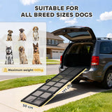 PawHut 191cm Extra Long Folding Dog Ramp with Non-Slip Surface – Car Pet Ramp for Large Dogs, Black