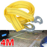 Heavy Duty 4m Car Tow Rope with Hooks, 3 Ton Nylon Recovery Strap – Fluorescent Yellow for Van and Road Recovery