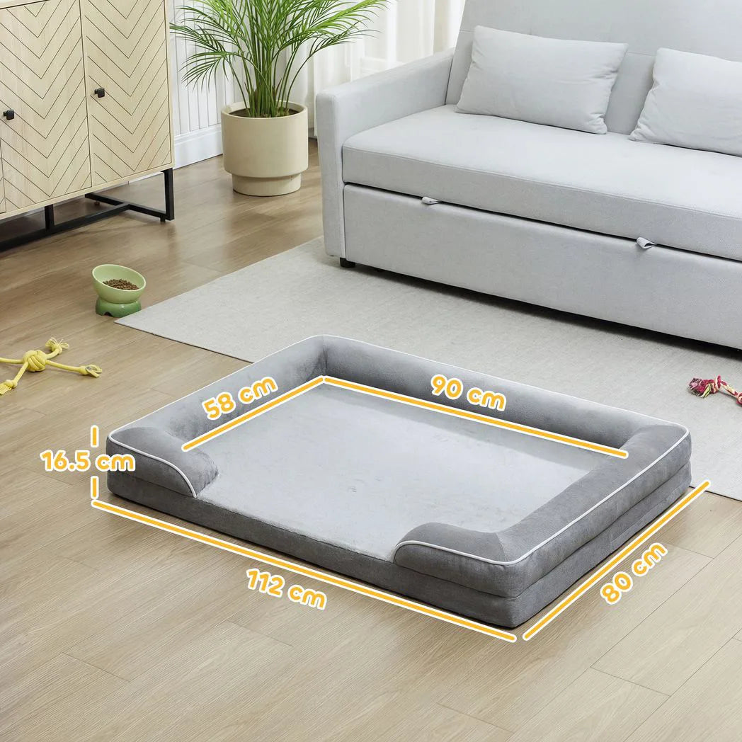 PawHut Orthopaedic Dog Sofa Bed with Cooling Gel Memory Foam & Washable Cover – Grey, Large