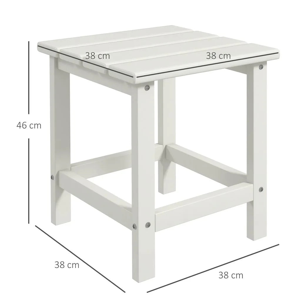 Outsunny Square Garden Coffee Table with Recycled HDPE Tabletop – Outdoor Side Table, 38 x 38 x 46 cm, White