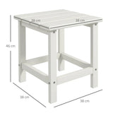 Outsunny Square Garden Coffee Table with Recycled HDPE Tabletop – Outdoor Side Table, 38 x 38 x 46 cm, White