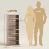 HOMCOM CD and DVD Storage Tower with 6 Adjustable Shelves, Holds 360 CDs – Natural Wood Finish