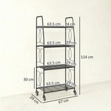 Outsunny 4-Tier Metal Plant Stand with Lockable Wheels, Heavy Duty Ladder Shelf Display Rack