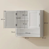 HOMCOM Wall Mounted Bathroom Cabinet with Adjustable Shelves – 60 cm Louvred Door Storage, White