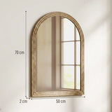 HOMCOM Modern Wall-Mounted Mirror, Arched Wall Mirror with Grooved Edge for Living Room, Entryway
