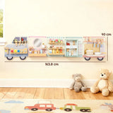 AIYAPLAY Wooden Busy Board with 5 Role Play Scenes – Wall Mounted Activity Panels for Kids, Truck Design