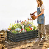 Outsunny Set of 2 Raised Beds for Garden, Galvanised Outdoor Planters for Herbs Vegetables