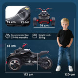 AIYAPLAY 12V Kids Electric Ride-On Quad Bike with MP3 Player, Horn and LED Lights – Reverse Trike for Ages 3-8, Black