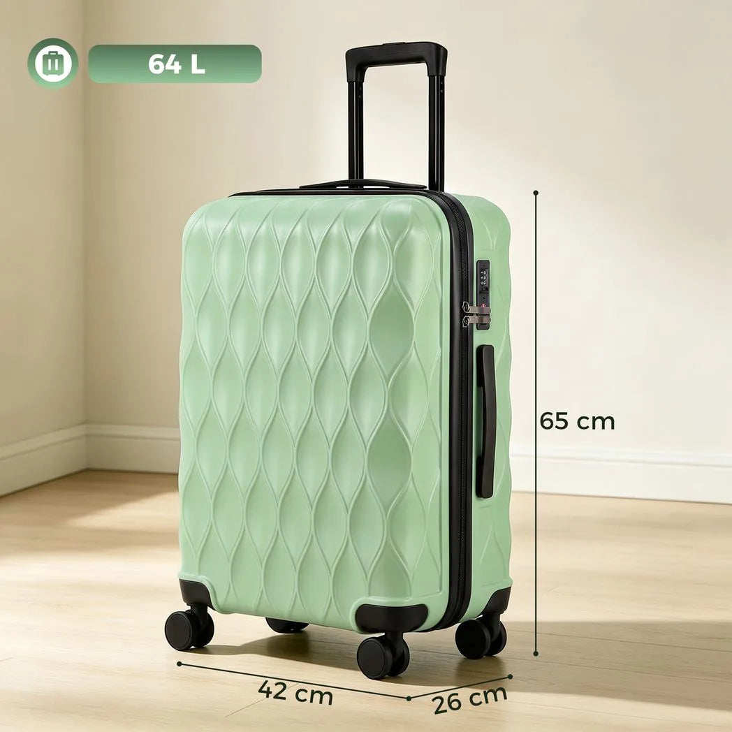 HOMCOM 24 Inch Hard Shell Suitcase with TSA Lock & Spinner Wheels – 64 L ABS Checked Luggage, Green