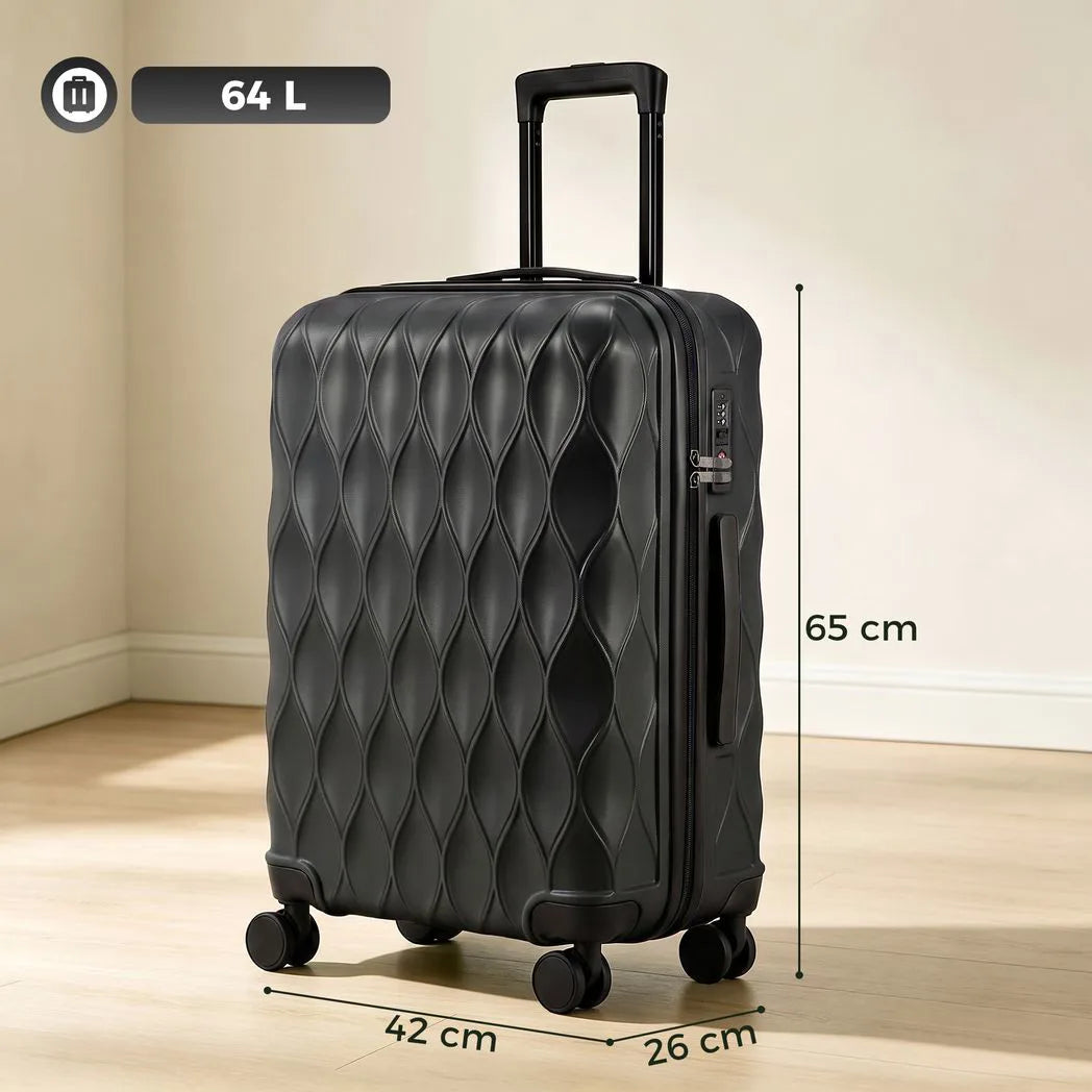 HOMCOM 2-Piece Hard Shell Luggage Set with TSA Lock and Spinner Wheels – 12/20 Inch Suitcases, Black