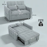 HOMCOM 2 Seater 3-in-1 Sofa Bed with Click-Clack Backrest and 2 Pillows – Convertible Sleeper Sofa, Grey