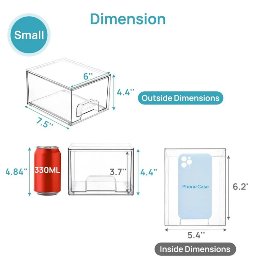 Set of 2 Clear Stackable Acrylic Storage Drawers, 66L Large – Pull-Out Makeup & Bathroom Organiser
