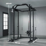 SPORTNOW Cable Crossover Machine with Lat Pull-Down, Pull-Up Station & Barbell Rack – Home Multi Gym