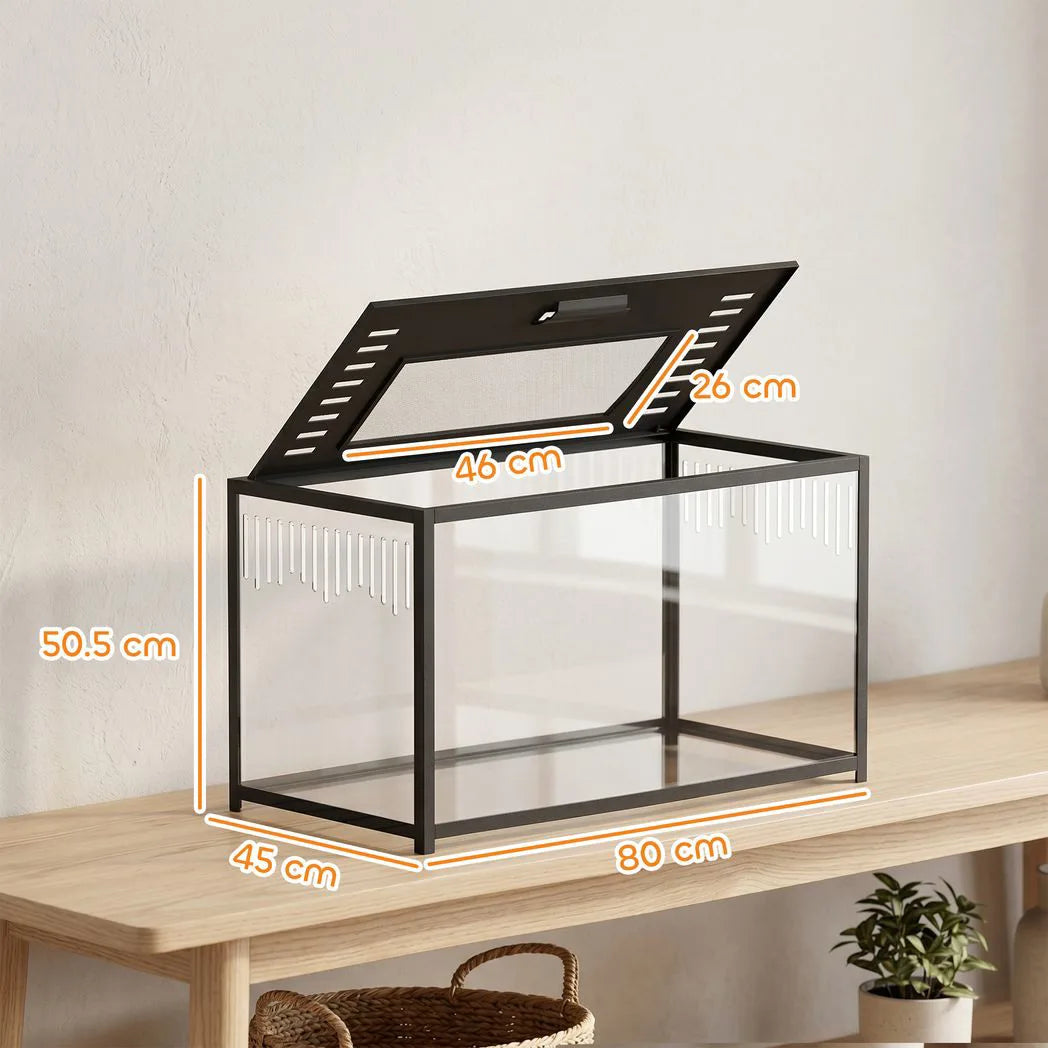 PawHut Chewproof Metal Hamster Cage with Deep Base and Openable Top – Rat Cage for Syrian and Dwarf Hamsters, 80 x 45 cm