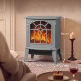 HOMCOM Freestanding Electric Log Burner with LED Flame Effect, 1000W/2000W, Tip-Over Safety – Grey