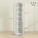 HOMCOM Tall Bathroom Storage Cabinet with 6 Tiers, Adjustable Shelf and 4 Soft-Close Doors – Slim Floor Cabinet, White