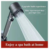 3-Mode High Pressure Handheld Shower Head with PP Filter & Pause Button – Water-Saving Massage Spray