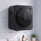 HOMCOM 4kg Front Load Tumble Dryer with 400W/800W Heat Settings – Compact Wall-Mount Laundry Dryer, Black