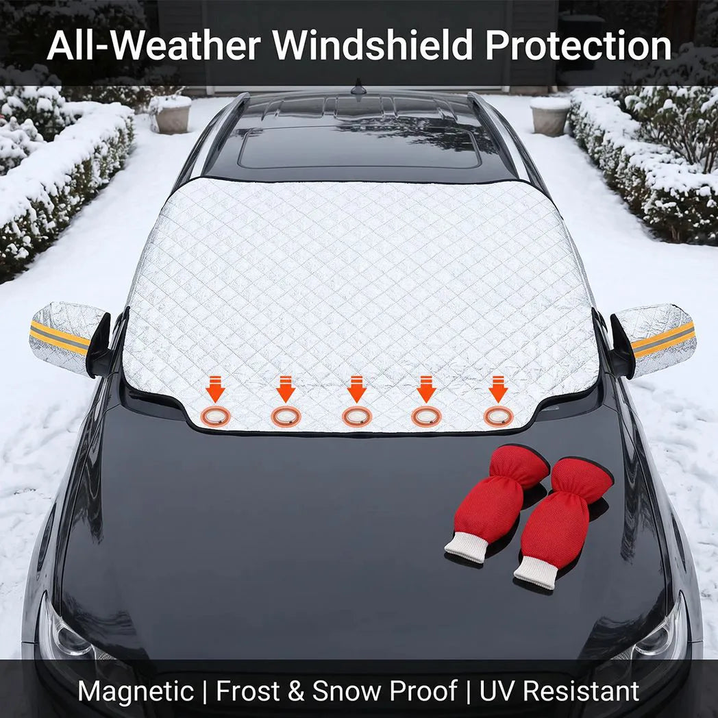 Car Windscreen Frost, Ice & Snow Cover with Side Mirror Covers – Four-Layer Waterproof Protector