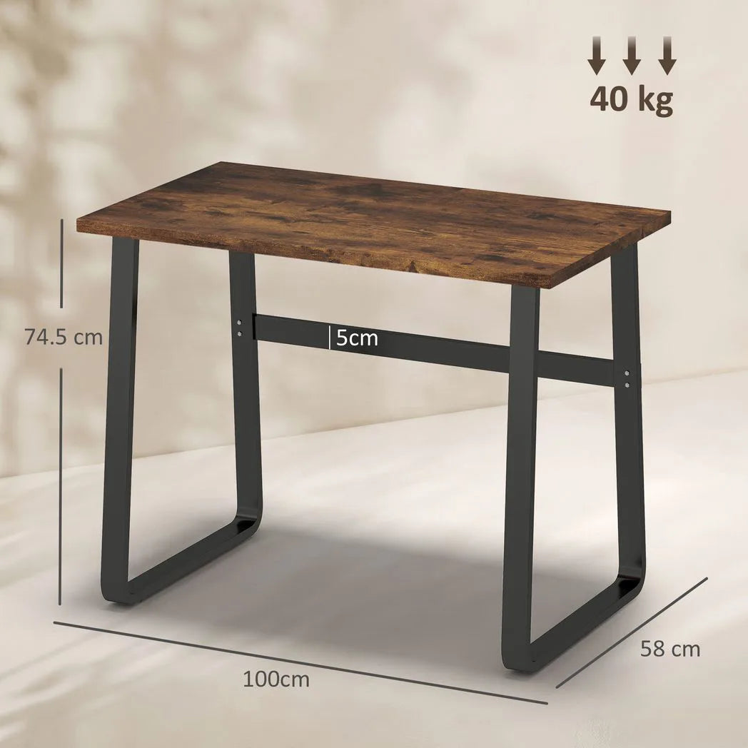 HOMCOM Industrial Writing Desk with Metal Legs – Home Office Computer Table, Rustic Brown and Black