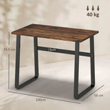 HOMCOM Industrial Writing Desk with Metal Legs – Home Office Computer Table, Rustic Brown and Black